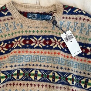 Polo by Ralph Lauren Beige Multicolor Crewneck Sweater